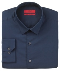 Tone down your palette. Take a break from bright white with this distinguished navy shirt from Alfani. Tone down your palette. Take a break from bright white with this distinguished navy shirt from Alfani.