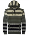 Keep your style fresh in this fade to top tonal stripe henley hooded pullover by Hurley.