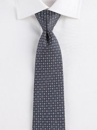 Geometric prints and the signature gancini symbol adorns this work wardrobe classic, in a vibrant, silk design that will lighten the mood of your serious suiting.SilkDry cleanMade in Italy Geometric prints and the signature gancini symbol adorns this work wardrobe classic, in a vibrant, silk design that will lighten the mood of your serious suiting.SilkDry cleanMade in Italy