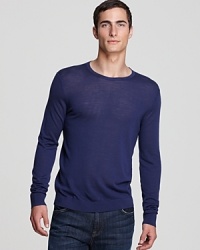 The underrated yet always reliable expression of simplicity defines this solid crewneck from Elie Tahari for an extra soft design in merino wool that rewards you with comfort and a handsome silhouette, pairing effortlessly with jeans and trousers alike. The underrated yet always reliable expression of simplicity defines this solid crewneck from Elie Tahari for an extra soft design in merino wool that rewards you with comfort and a handsome silhouette, pairing effortlessly with jeans and trousers alike.