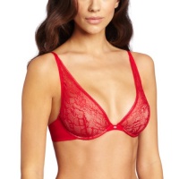 Calvin Klein Women's Naked Glamour All Lace Plunge, Brilliant Red, 36C Calvin Klein Women's Naked Glamour All Lace Plunge, Brilliant Red, 36C