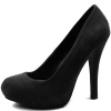 Qupid Precious-01 Black Velvet Round Toe Pumps