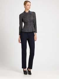 The perfect slim-leg style, artfully tailored from finespun Italian wool.Self waistband with belt loopsZip flyVented cuffsFully linedInseam, about 3097% wool/3% elastaneDry cleanMade in Italy of imported fabricModel shown is 5'11 (180cm) wearing US size 4. The perfect slim-leg style, artfully tailored from finespun Italian wool.Self waistband with belt loopsZip flyVented cuffsFully linedInseam, about 3097% wool/3% elastaneDry cleanMade in Italy of imported fabricModel shown is 5'11 (180cm) wearing US size 4.