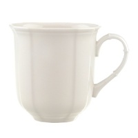 The Villeroy & Boch Manoir dinnerware collection offers mannered elegance with simple modern shapes that respect craft and classic design. With a scalloped edge, this fine mug brings sophistication to your morning cup of coffee and adds another dimension to your complete table setting. The Villeroy & Boch Manoir dinnerware collection offers mannered elegance with simple modern shapes that respect craft and classic design. With a scalloped edge, this fine mug brings sophistication to your morning cup of coffee and adds another dimension to your complete table setting.