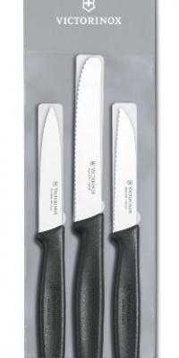 Victorinox 3 Piece Stainless Steel Black Paring Set Victorinox 3 Piece Stainless Steel Black Paring Set