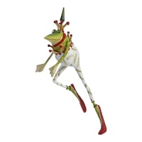 The Dancing Frog Ornament by Patience Brewster is dancing the night away in his ballet slippers and crown. The Dancing Frog Ornament by Patience Brewster is dancing the night away in his ballet slippers and crown.