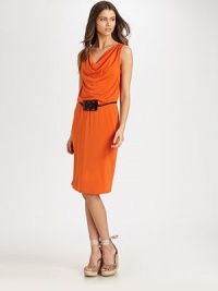 A classic design with a comfortable, elasticized waist and a striking, carved belt for a beyond-chic and modern look.CowlneckSleevelessElasticized waistSelf-tie detail at back of beltAbout 23 from natural waist70% rayon/24% polyester/6% spandexDry cleanImported Model shown is 5'11½ (181cm) wearing US size Small. A classic design with a comfortable, elasticized waist and a striking, carved belt for a beyond-chic and modern look.CowlneckSleevelessElasticized waistSelf-tie detail at back of beltAbout 23 from natural waist70% rayon/24% polyester/6% spandexDry cleanImported Model shown is 5'11½ (181cm) wearing US size Small.