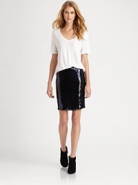 Cocktail-ready pencil skirt sprinkled in dazzling sequins. Side zipperAbout 19 longFully linedPolyester/spandexHand washImportedModel shown is 5'10 (177cm) wearing US size Small. Cocktail-ready pencil skirt sprinkled in dazzling sequins. Side zipperAbout 19 longFully linedPolyester/spandexHand washImportedModel shown is 5'10 (177cm) wearing US size Small.