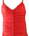 Baby Phat Women's Plus Size Rouched Tank Top (XXL Plus, Red)