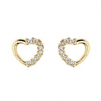 14K Yellow Gold Plated Open Heart CZ Stud Earrings with Screw-back for Children & Women 14K Yellow Gold Plated Open Heart CZ Stud Earrings with Screw-back for Children & Women