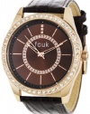 FCUK Women's FC1012JRTT Brown Leather Strap Rose Gold Case Watch