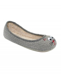 So furry and cute. American Rag's Animal slippers feature a faux fur lining and are decorated with a cute little cat face, golden moon and stars. So furry and cute. American Rag's Animal slippers feature a faux fur lining and are decorated with a cute little cat face, golden moon and stars.