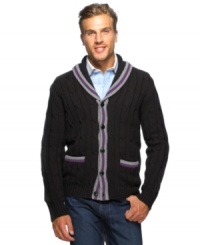 A seasonal tradition, this shawl collar cardigan from Argyleculture looks great with jeans or chinos. A seasonal tradition, this shawl collar cardigan from Argyleculture looks great with jeans or chinos.