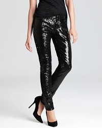 Shimmer and glimmer in Aqua sequin jeans. These embellished skinnies are shaking things up and you're the talk of the town in this trend-forward, statement style. Shimmer and glimmer in Aqua sequin jeans. These embellished skinnies are shaking things up and you're the talk of the town in this trend-forward, statement style.