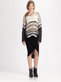 Woven to perfection, this semi-sheer silk sweater has contrasting stripes and a stylishly oversized silhouette. RoundneckDropped shouldersLong sleevesLonger length hits below the hipsSilkDry cleanImported of Italian fabricModel shown is 5'10 (177cm) wearing US size Small. Woven to perfection, this semi-sheer silk sweater has contrasting stripes and a stylishly oversized silhouette. RoundneckDropped shouldersLong sleevesLonger length hits below the hipsSilkDry cleanImported of Italian fabricModel shown is 5'10 (177cm) wearing US size Small.
