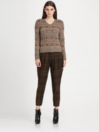 This equestrian-inspired vintage-look style is rendered in finespun plaid cashmere.Self waitband with belt loopsZip fly with hook-and-bar closureFront pleatsSelf inner knee patchesAnkle zippersInseam, about 27CashmereDry cleanImportedModel shown is 5'10 (177cm) wearing US size 4. This equestrian-inspired vintage-look style is rendered in finespun plaid cashmere.Self waitband with belt loopsZip fly with hook-and-bar closureFront pleatsSelf inner knee patchesAnkle zippersInseam, about 27CashmereDry cleanImportedModel shown is 5'10 (177cm) wearing US size 4.