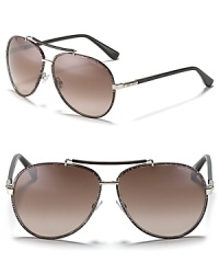 Rock these glamorous, go-anywhere Jimmy Choo aviators on a sun-soaked holiday or Saturday shopping excursion. Rock these glamorous, go-anywhere Jimmy Choo aviators on a sun-soaked holiday or Saturday shopping excursion.
