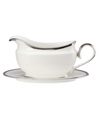 Beautiful in its simplicity, this collection features a timeless, elegant design. The pristine bone china is accented by a single, shimmering band of platinum. The understated beauty of this china will add a refined sophistication to your dining experience for years to come. Beautiful in its simplicity, this collection features a timeless, elegant design. The pristine bone china is accented by a single, shimmering band of platinum. The understated beauty of this china will add a refined sophistication to your dining experience for years to come.