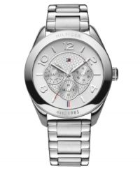 Steely tones and multifunctional subdials create an eye-catching watch by Tommy Hilfiger. Steely tones and multifunctional subdials create an eye-catching watch by Tommy Hilfiger.