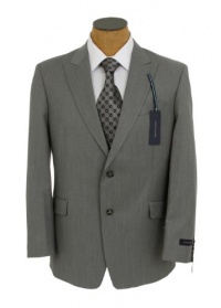 Tommy Hilfiger Men's 2 Button Side Vent Trim Fit Stripe Suit with Flat Front Pant and Peak Lapel