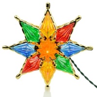 Kurt S. Adler 10-Light  8-Point Star Christmas Tree Topper with Gold Framed Waterlily