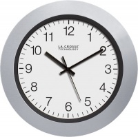 La Crosse Technology WT-3102S 10-Inch Atomic Analog Wall Clock, Silver