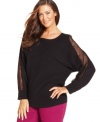 Lace up your look with Alfani's long sleeve plus size sweater-- it's a must-get for the season!