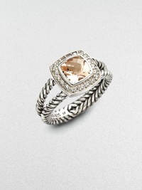 From the Petite Albion Collection. Faceted soft pink morganite, framed in pavé diamonds, on a split cable band of sterling silver.Diamonds, 0.20 tcw Morganite Sterling silver Diameter, about ¾ Imported From the Petite Albion Collection. Faceted soft pink morganite, framed in pavé diamonds, on a split cable band of sterling silver.Diamonds, 0.20 tcw Morganite Sterling silver Diameter, about ¾ Imported