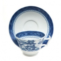 Mottahedeh Blue Canton Tea Cup & Saucer 4 in Mottahedeh Blue Canton Tea Cup & Saucer 4 in