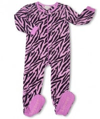 Leveret Footed Violet & Black Zebra Print Fleece Pajama Sleeper (Size 6m-5t)