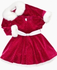 Your baby girl will bring merriment and joy to everyone in the room in this lovely Santa dress by Bonnie Baby. Your baby girl will bring merriment and joy to everyone in the room in this lovely Santa dress by Bonnie Baby.