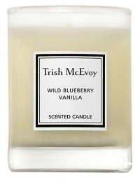 Candles are rituals, symbols of mood and sensuality. Fill your home with the powerful fragrance of Trish's Wild Blueberry Vanilla Scented Candle. The delicious blend of wild blueberry and precious vanilla will sweeten your mood. The powerfully scented combinations in Trish's candles will permeate your space before this magical candle is even lit. 3 oz., 18-hour burn time. Candles are rituals, symbols of mood and sensuality. Fill your home with the powerful fragrance of Trish's Wild Blueberry Vanilla Scented Candle. The delicious blend of wild blueberry and precious vanilla will sweeten your mood. The powerfully scented combinations in Trish's candles will permeate your space before this magical candle is even lit. 3 oz., 18-hour burn time.