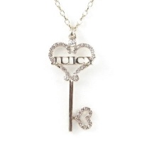 Silver Designer Inspired Crystal Heart Shaped Big 2.5 Key Pendant and Necklace