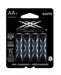 eneloop XX 2500mAh Typical / 2400 mAh Minimum, High Capacity, 4 Pack AA Ni-MH Pre-Charged Rechargeable Batteries eneloop XX 2500mAh Typical / 2400 mAh Minimum, High Capacity, 4 Pack AA Ni-MH Pre-Charged Rechargeable Batteries