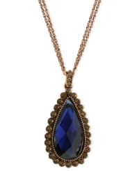 Cool in copper-tone, 2028 goes for ornate elegance with this pendant necklace. It also features a stunning blue stone for a fashionable touch. Approximate adjustable length: 16 inches + 3-inch extender. Approximate drop: 2-3/4 inches. Cool in copper-tone, 2028 goes for ornate elegance with this pendant necklace. It also features a stunning blue stone for a fashionable touch. Approximate adjustable length: 16 inches + 3-inch extender. Approximate drop: 2-3/4 inches.