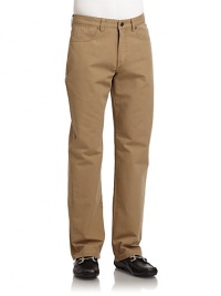 THE LOOKTextured designBanded waist with belt loopsFront zip with button closureFlat frontFive-pocket styleTHE FITRise, about 10Inseam, about 32THE MATERIALCottonCARE & ORIGINMachine washImported THE LOOKTextured designBanded waist with belt loopsFront zip with button closureFlat frontFive-pocket styleTHE FITRise, about 10Inseam, about 32THE MATERIALCottonCARE & ORIGINMachine washImported