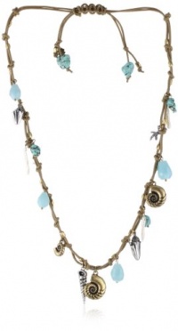 Lucky Brand Capri Silver with Gold-Tone Leather Charm Necklace Lucky Brand Capri Silver with Gold-Tone Leather Charm Necklace
