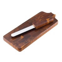 Beautifully crafted from acacia wood, this piece is unique in that the knife safely into the the board to form an instant handle. Perfect for everyday use and special occasions, this makes a great housewarming gift. Beautifully crafted from acacia wood, this piece is unique in that the knife safely into the the board to form an instant handle. Perfect for everyday use and special occasions, this makes a great housewarming gift.