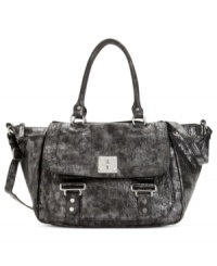 Add lady-like polish to your everyday ensemble with this irresistible satchel silhouette from Nine West. Dressed up in shiny, silver-tone hardware, buckle details and stud accents, it makes an easy transition from deskside to dinner date. Add lady-like polish to your everyday ensemble with this irresistible satchel silhouette from Nine West. Dressed up in shiny, silver-tone hardware, buckle details and stud accents, it makes an easy transition from deskside to dinner date.