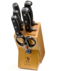 A perfect starter set. High-quality German stainless steel blades with break-proof, triple-riveted polypropylene handles. Dishwasher safe. Includes a 3 parer, 5 utility knife, 8 chef's knife, 7 santoku, kitchen shears, a sharpening steel and a hardwood storage block. Manufacturer's lifetime warranty. A perfect starter set. High-quality German stainless steel blades with break-proof, triple-riveted polypropylene handles. Dishwasher safe. Includes a 3 parer, 5 utility knife, 8 chef's knife, 7 santoku, kitchen shears, a sharpening steel and a hardwood storage block. Manufacturer's lifetime warranty.