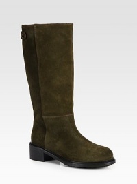 Flat pull-on boots rendered in lightly distressed suede instantly exudes vintage cool.Stacked heel, 1¾ (45mm)Shaft, 13Leg circumference, 14Suede upperBack snap tab detailLeather liningRubber solePadded insoleMade in Italy Flat pull-on boots rendered in lightly distressed suede instantly exudes vintage cool.Stacked heel, 1¾ (45mm)Shaft, 13Leg circumference, 14Suede upperBack snap tab detailLeather liningRubber solePadded insoleMade in Italy