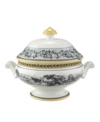Audun's serving pieces coordinate with the yellow, black, and white mix-and-match dinnerware pattern. In Ferme, featuring a quaint French farm scene. Audun's serving pieces coordinate with the yellow, black, and white mix-and-match dinnerware pattern. In Ferme, featuring a quaint French farm scene.
