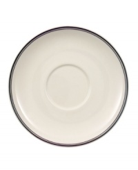 A perfect complement to the after-dinner cup, this Design Naif saucer features a double-banded edge in premium Villeroy & Boch porcelain. A perfect complement to the after-dinner cup, this Design Naif saucer features a double-banded edge in premium Villeroy & Boch porcelain.