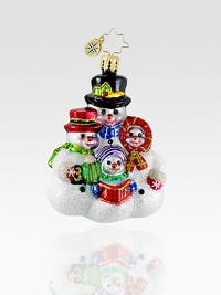 Featuring a frosty troupe of carolers rendered in gorgeous glittered glass, this charming European ornament makes a sparkling addition to the tree. Hand-blownHand-painted3 highMade in Poland Featuring a frosty troupe of carolers rendered in gorgeous glittered glass, this charming European ornament makes a sparkling addition to the tree. Hand-blownHand-painted3 highMade in Poland