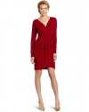 Karen Kane Women's Wrap Top Pleated Dress, Red, X-Large