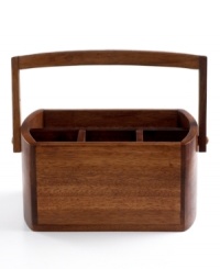 Wood works. Beautifully crafted in rich acacia wood, this distinctive caddy from The Cellar keeps flatware organized in style. Wood works. Beautifully crafted in rich acacia wood, this distinctive caddy from The Cellar keeps flatware organized in style.