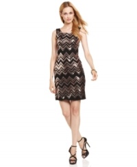 A sequined zigzag pattern gives this JS Boutique cocktail dress shimmering pizzazz. Pair with your highest heels for knockout appeal! (Clearance) A sequined zigzag pattern gives this JS Boutique cocktail dress shimmering pizzazz. Pair with your highest heels for knockout appeal! (Clearance)