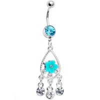 Floral Aqua Teardrop Chandelier Belly Ring Floral Aqua Teardrop Chandelier Belly Ring