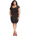 Look hot from all angles in Soprano's short sleeve plus size dress, featuring a lace back! (Clearance)