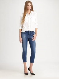 Lovingly faded stretch denim styled in a sophisticated crop.THE FITSkinny fitRise, about 8Inseam, about 25THE DETAILSZip flyFive-pocket style98% cotton/2% elastaneDry cleanImported of Italian fabricModel shown is 5'11 (180cm) wearing US size 4. Lovingly faded stretch denim styled in a sophisticated crop.THE FITSkinny fitRise, about 8Inseam, about 25THE DETAILSZip flyFive-pocket style98% cotton/2% elastaneDry cleanImported of Italian fabricModel shown is 5'11 (180cm) wearing US size 4.